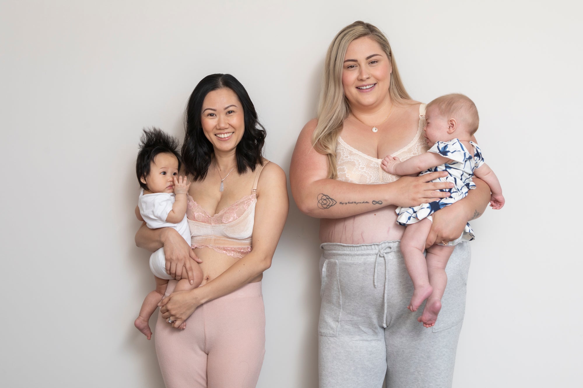 Moms with babies in bras