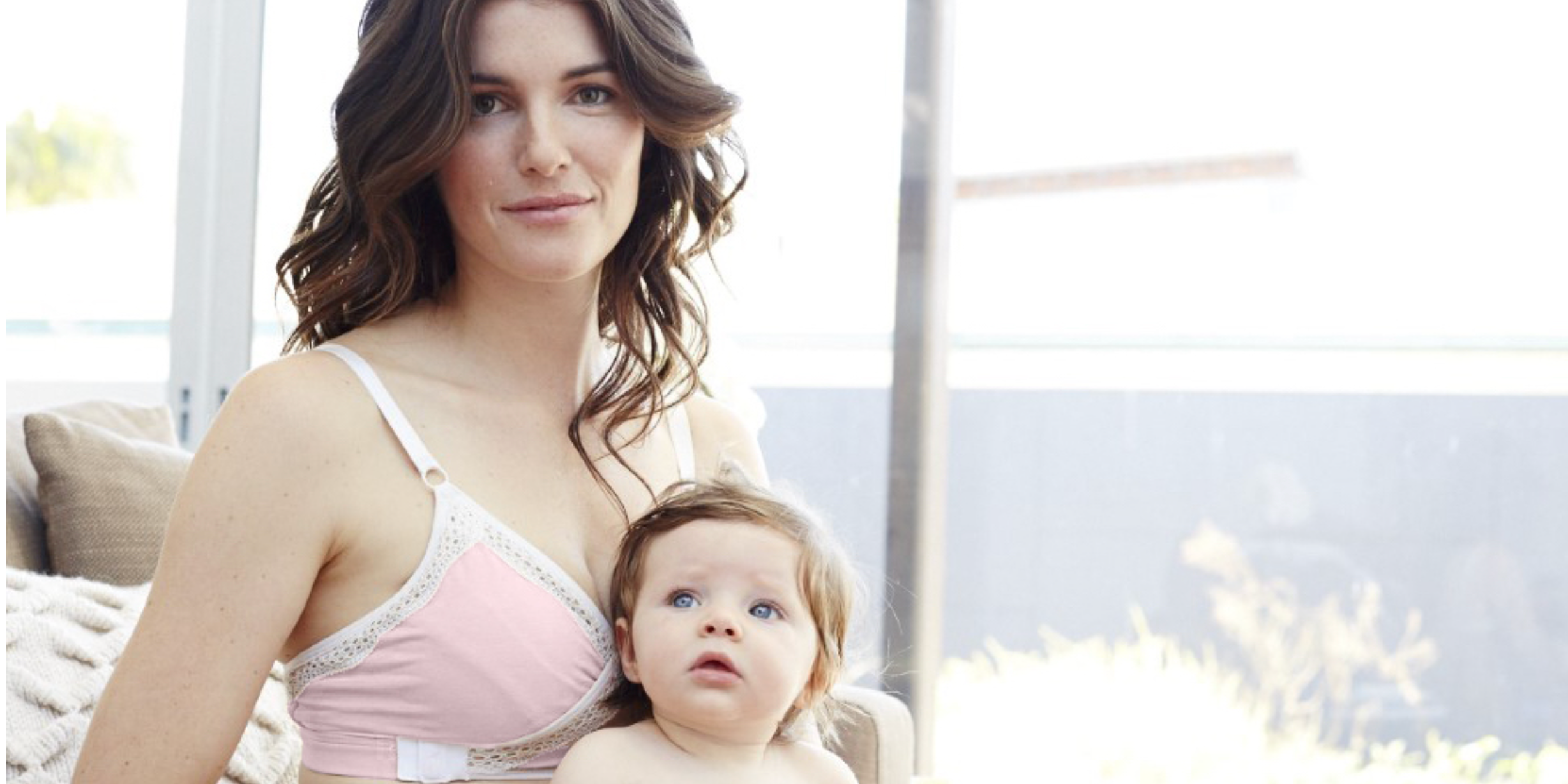 rose blush - mom with baby - pumping bra - rose blush bra - rose pumping bra