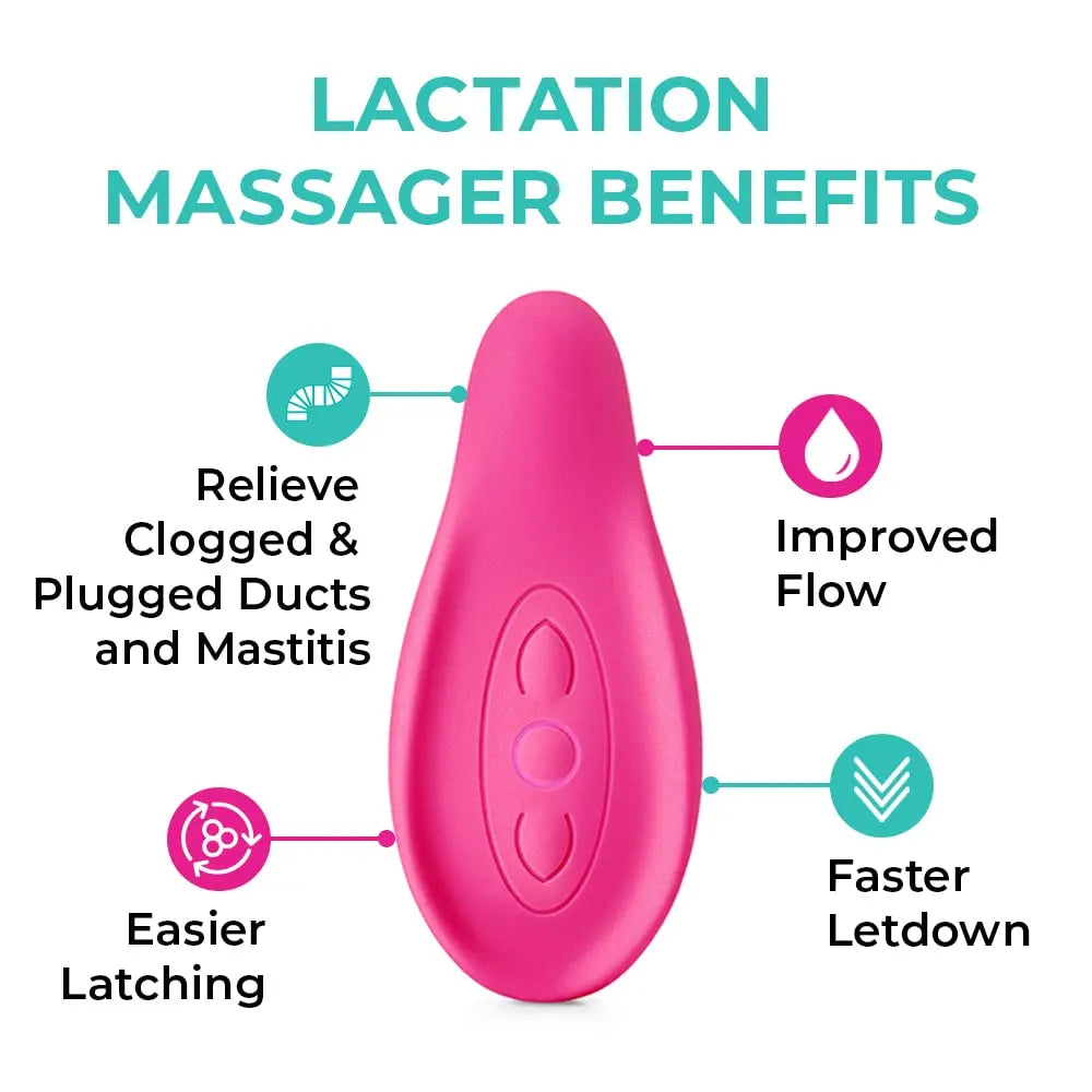 LaVie lactation massager flatlay image with benefits