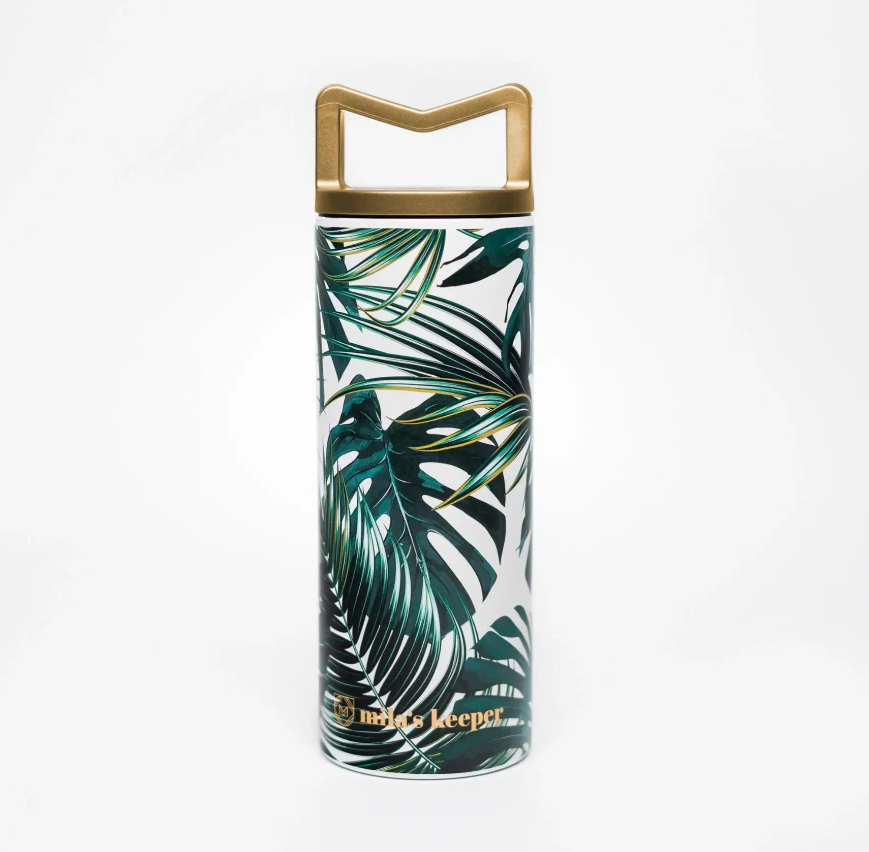 milkeeper bottle in palms